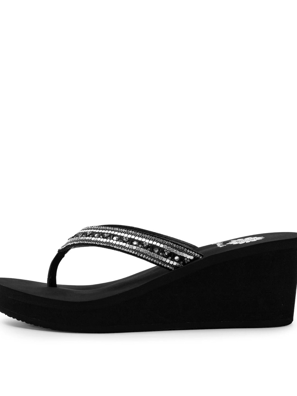 YELLOW BOX Edan  BLACK Wedge Sandal
GENUINE LEATHER MEDIUM WIDTH NEW IN BOX